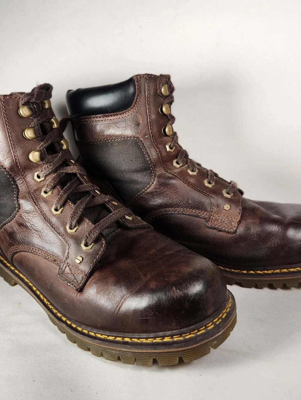 DOC MARTENS Men’s Joel 8 Eye Motorcycle Boot Size 11 Brown Leather Biker Shoe